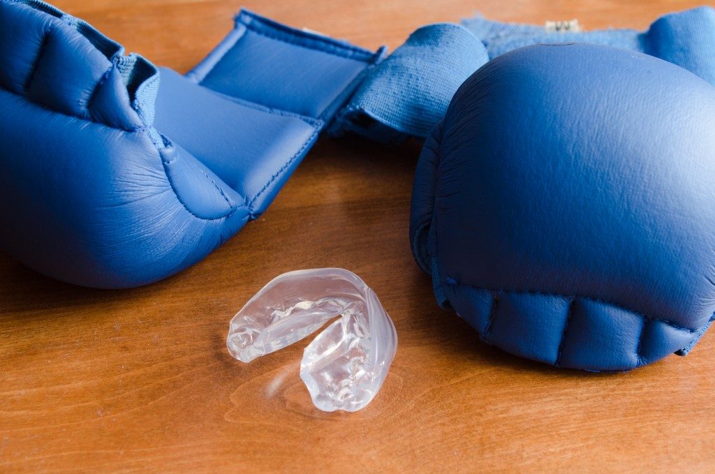 gloves and mouthguard