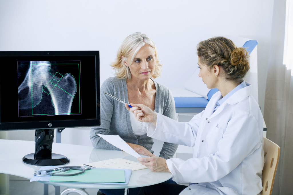 woman having a bone check up
