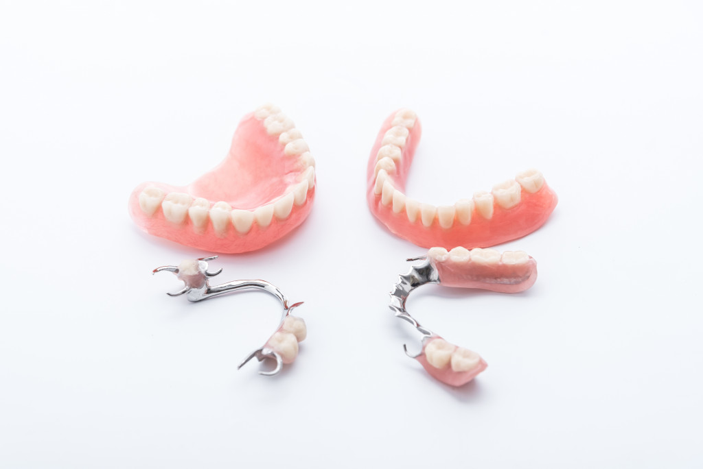 Set of dentures on a white background